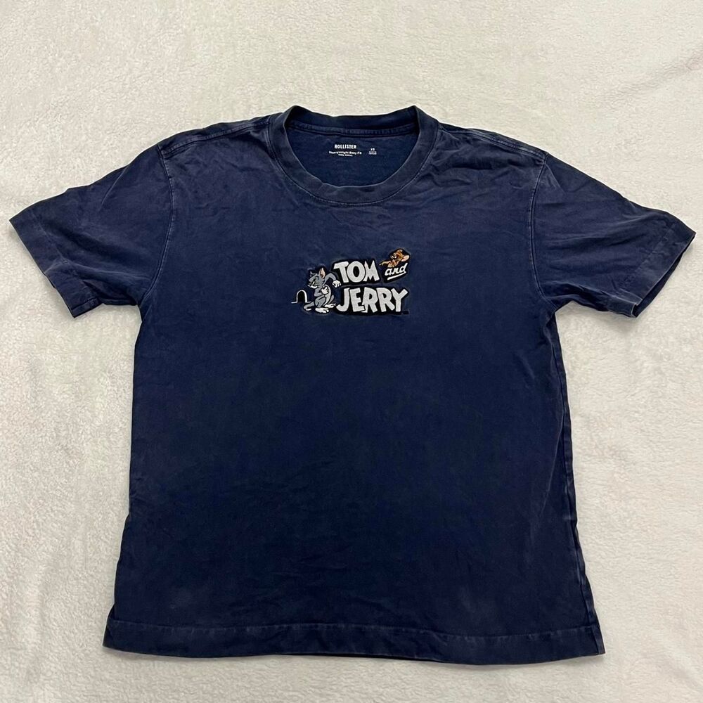 Hollister-co Men's Navy and Blue T-shirt